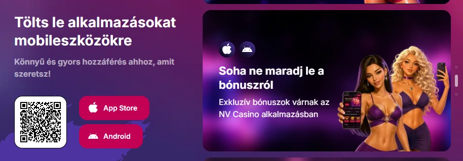 NV Casino alkalmazás letöltése App Store-ból és Androidra QR-kóddal